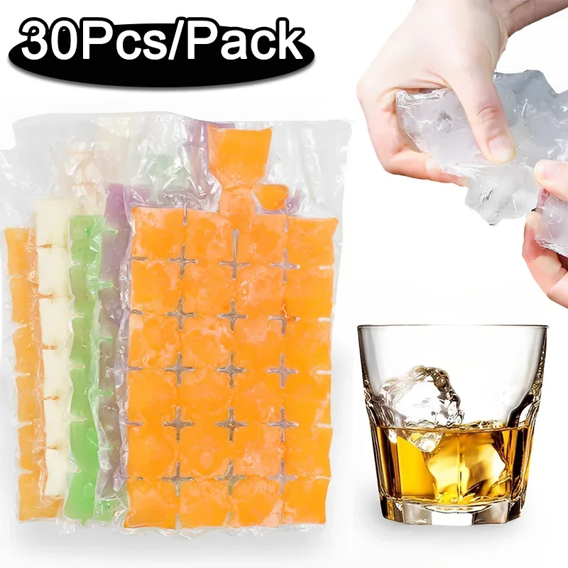 10pcs Clear Ice Cube Bag, PE Disposable Ice Bag For Household