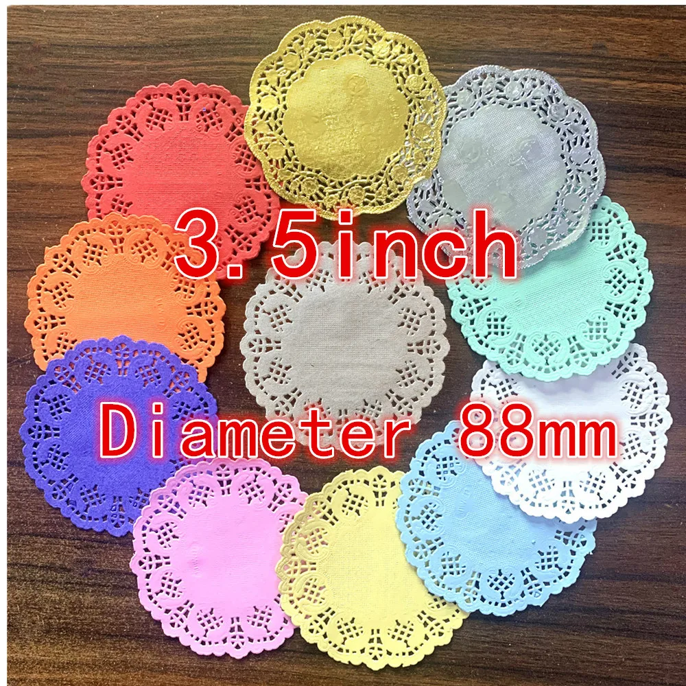 100pcs35inch45Inch55inchRoundPinkGoldPaperLaceDoiliesfor