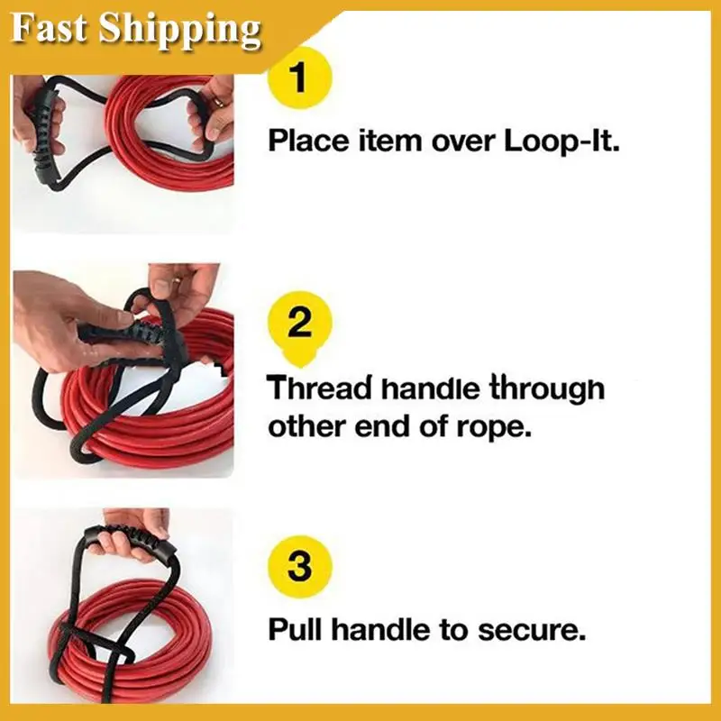 3Pcs 60Cm Storage Strap With Handle Extension Cord Organizer, Air/Water Hose Organizer For Garage Boat Elastic Band-A02P