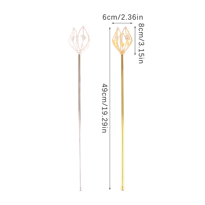 1Pc High Quality Fairy Princess Queen Flower Tulip Scepter Faux Rhinestone Decor Wand Award Ceremony Accessories