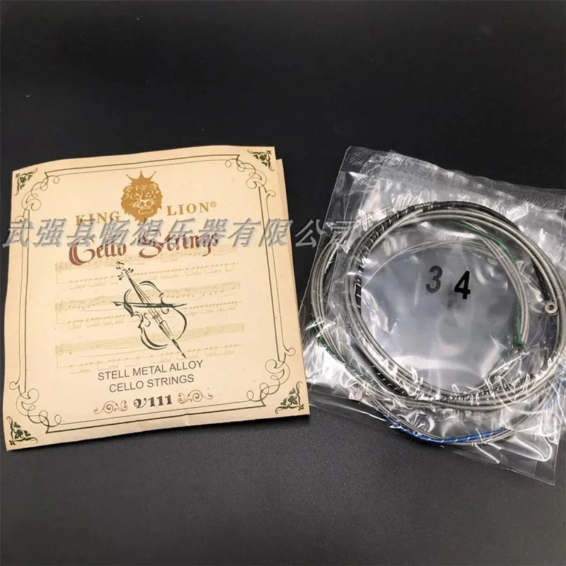1 Set (A-D-G-C) King Lion 3/4 4/4 Corde Per Violoncello V111, Corde Per Violoncello In Lega Di Filo D'Acciaio.