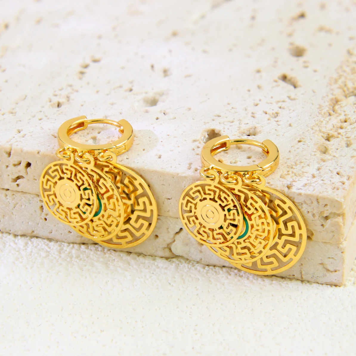 Arabische Modemünzen baumelnde Ohrringe 21 Karat vergoldet muslimische Frauen Tropfenohrring Dubai Braut Hochzeit Schmuck Geschenke – Detail 11