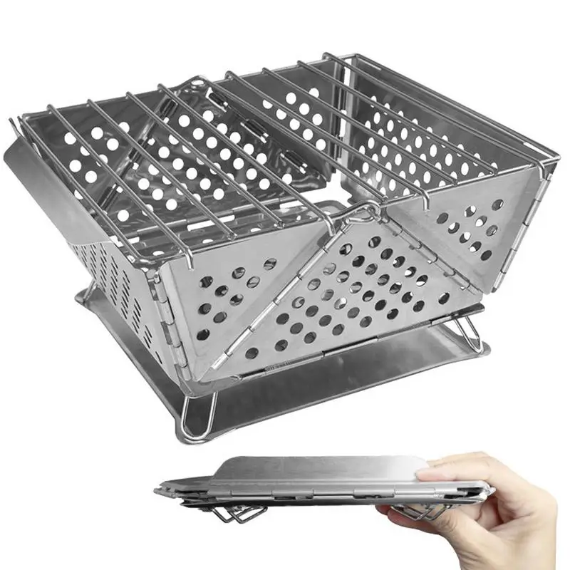 Stufa A Legna Antiruggine Tenda Pieghevole Fornello Bruciatore In Acciaio Inox Accessori Da Campeggio Portatili Fornello Da Campo Per Barbecue