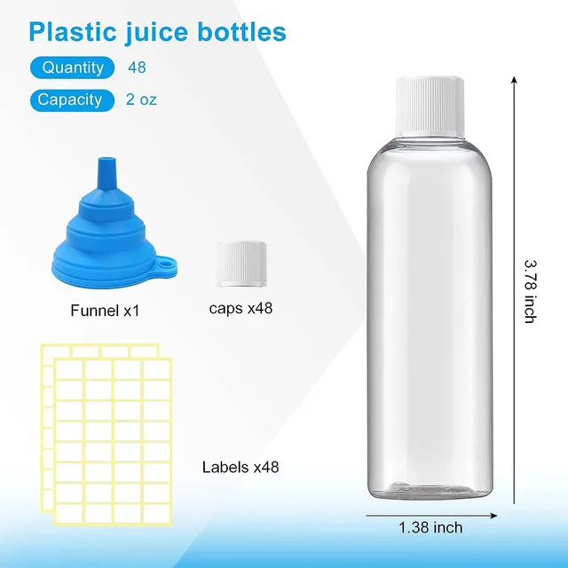 Small Plastic Bottles For Liquids, Ginger Shot Bottles With