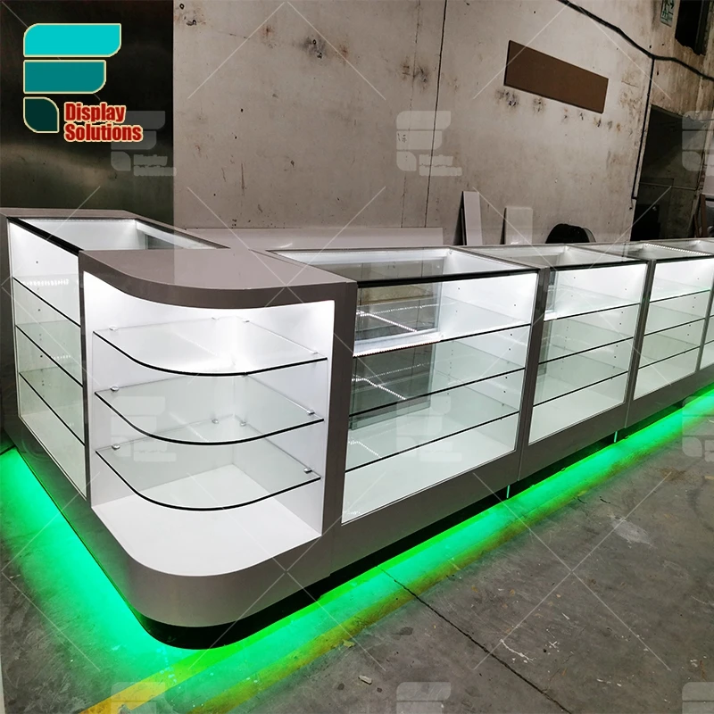 Customized product、Modern Tobacco Store Design Durable Shelf Counter Display For Smoke Shop Store Fixture