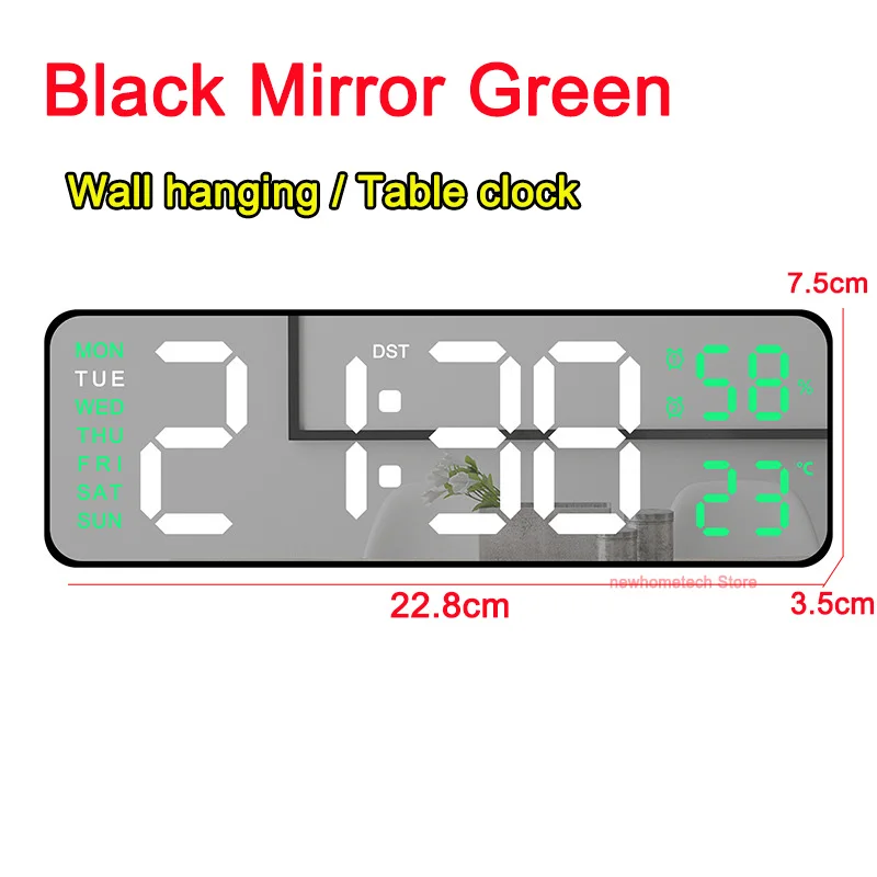 Large LED Digital Wall Clock with Dual Alarms and Adjustable Brightness