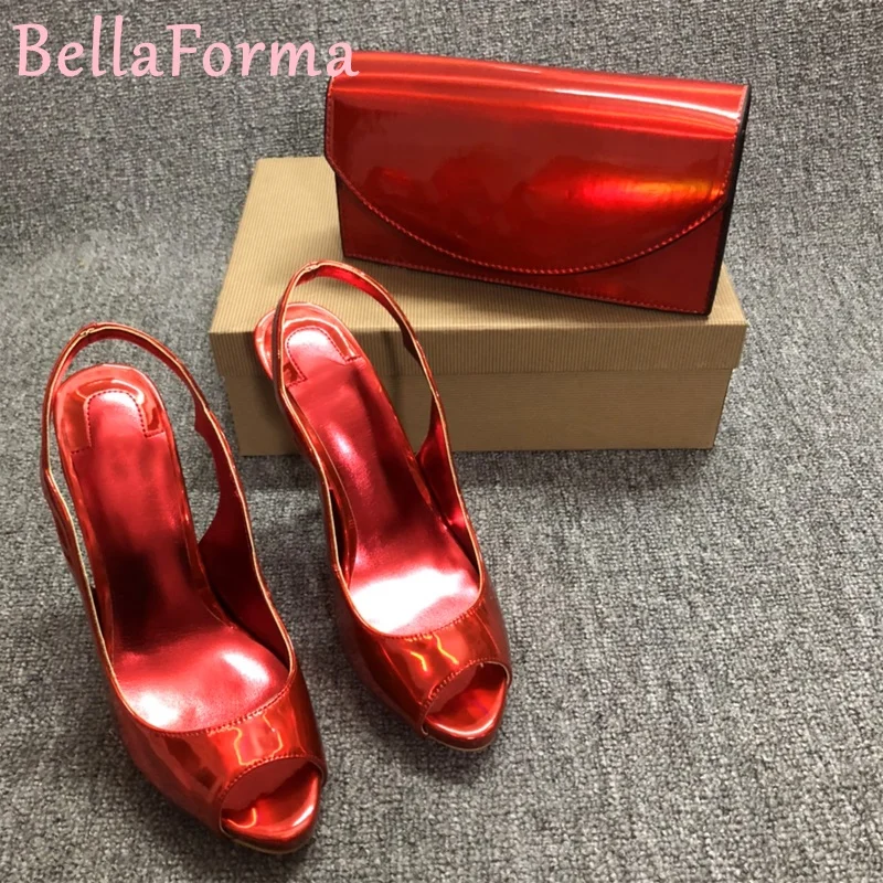 Women's Open-toe Cross-strap Fish-mouth Stiletto Sandal Gold Platform Matching Clutch Banquet Wedding Slingback Pointy High Heel