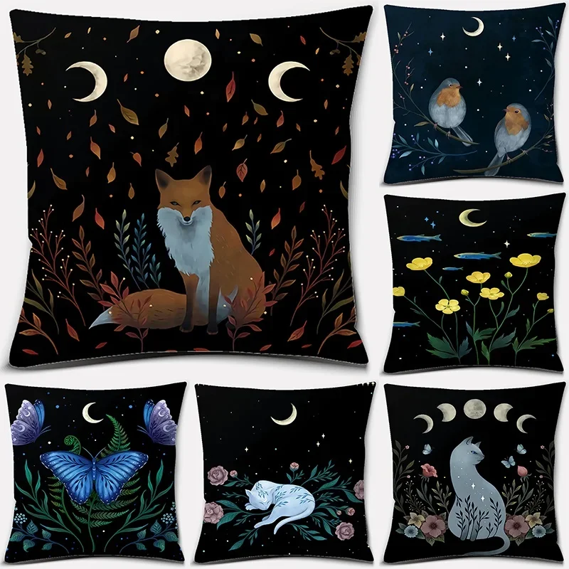 

Animal moon pattern series pattern decorative pillowcase, square pillowcase, home office decoration funda de almohada