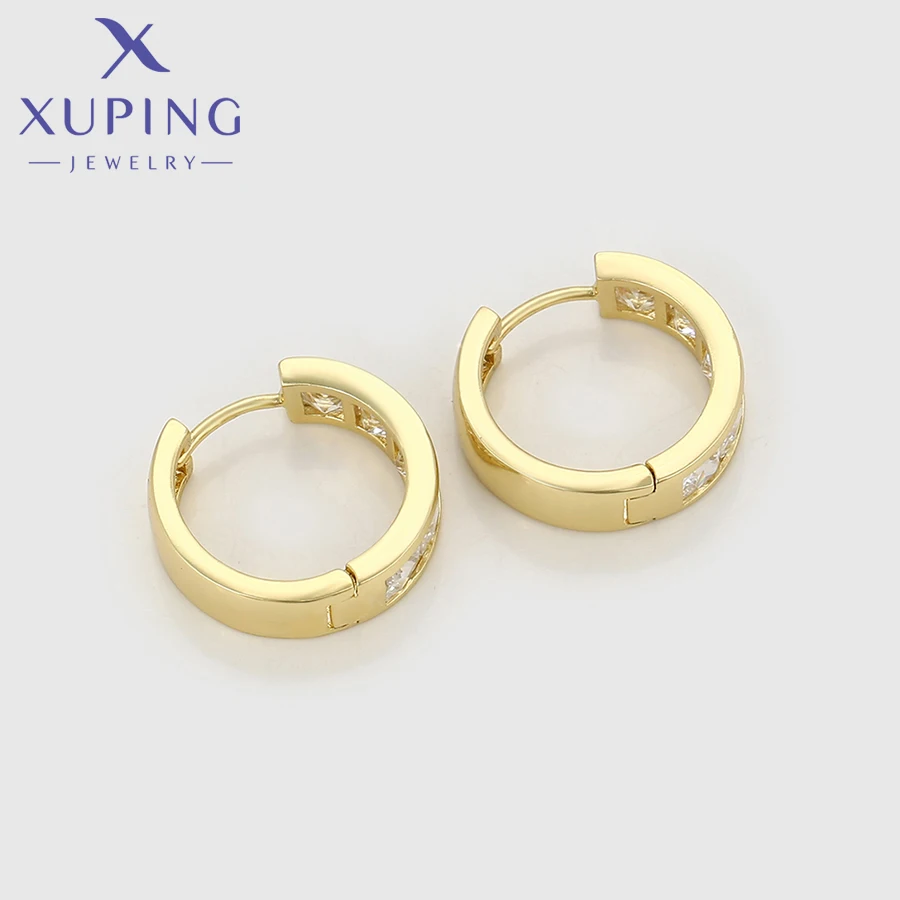 Xuping Jewelry Trendy Elegant Fashion Simple Light Gold Color Huggies Earrings for Women Party Gift X000864239 - 5