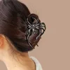 Large Black Spider Hair Clip Women's Back of Head Updo Shark Clamp High-End Metal Spider Web Hair Clip Fashionable Accessory
