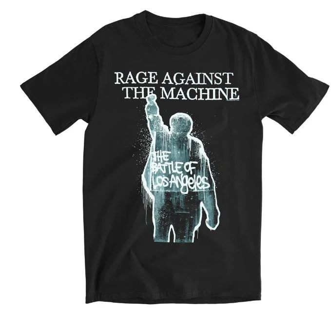 Rage Contro La Macchina Battle Of Los Angeles Cotton Black T Shirt Maniche Lunghe O Corte