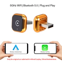 Orange 2 - in - 1 Wireless CarPlay and Android Auto Smart Dongle Adapter (Orange)