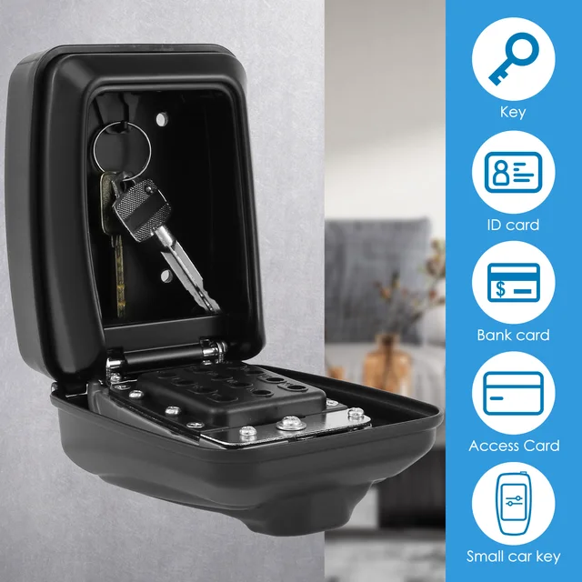 Key Lock Box Wall-Mount Secret Code Security Key Safe Secret Organizer Box No Key Home Office Weatherproof Safe Key Keeper NEW 2