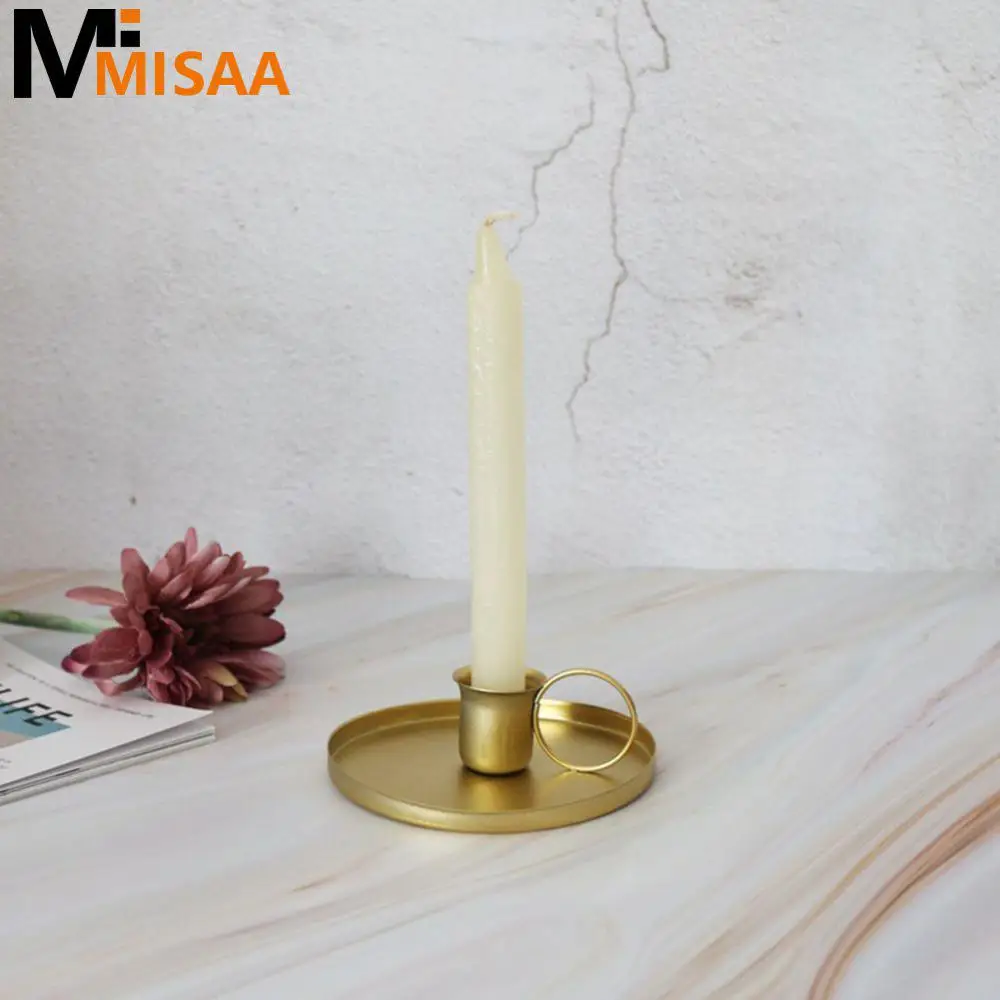 Candlestick Taper Creative Exquisite Wrought Iron Candle Container Metal Iron With Handle Home Decorations Candlestick Ornaments 1