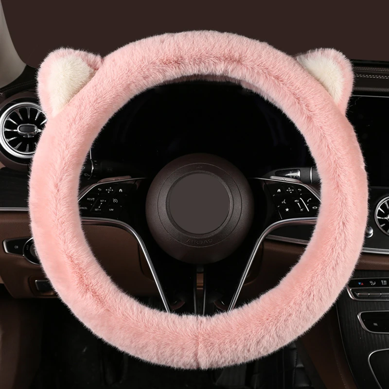 Coprivolante Universale Antiscivolo a Forma di Orecchie di Gatto, Copertura Protettiva Invernale in Peluche Caldo 38CM, Carino Rosa Forma O D - Image 2