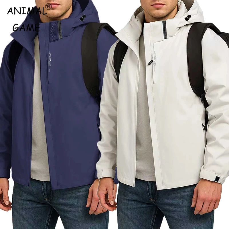 Autumn Men's Waterproof Coats Raincoat Lightweight Hooded Jacket Casual Streetwear Hiking Jacket Windproof Climbing Outerwear