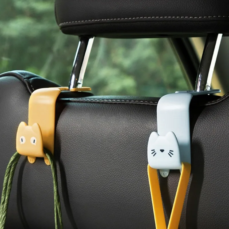 

2pcs Car Cartoon Hooks Cute Cat Styling Storage Holder Hanging Hook Creative Car Seat Back Hanger Hook Auto Accessories