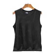  New Mens Mesh Vest Ice Silk Quick-drying Bodybuilding Tank tops Fitness Muscle Sleeveless Narrow Vest Fitness Casual Sport Tops 