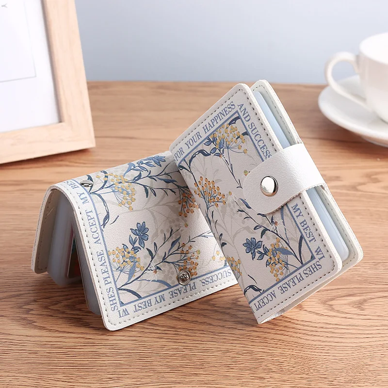 Flower Painting Style Card Bags Pretty Oil Painting Style Pu Leather