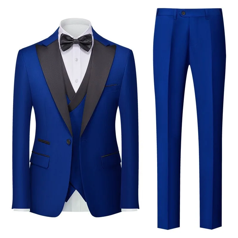 

756European trendy groom's wedding Korean style slim fit three-piece suit banquet