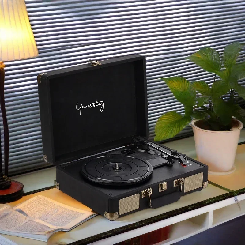 Litchi pattern record player, handheld high-power Bluetooth speaker, electric singer, vinyl phonograph
