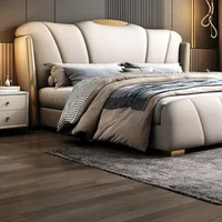 Sommeil Unique lit nordique cadre rembourré tables de nuit lit Queen Size tête de lit Muebles Para dortoir chambre ensemble meubles 5