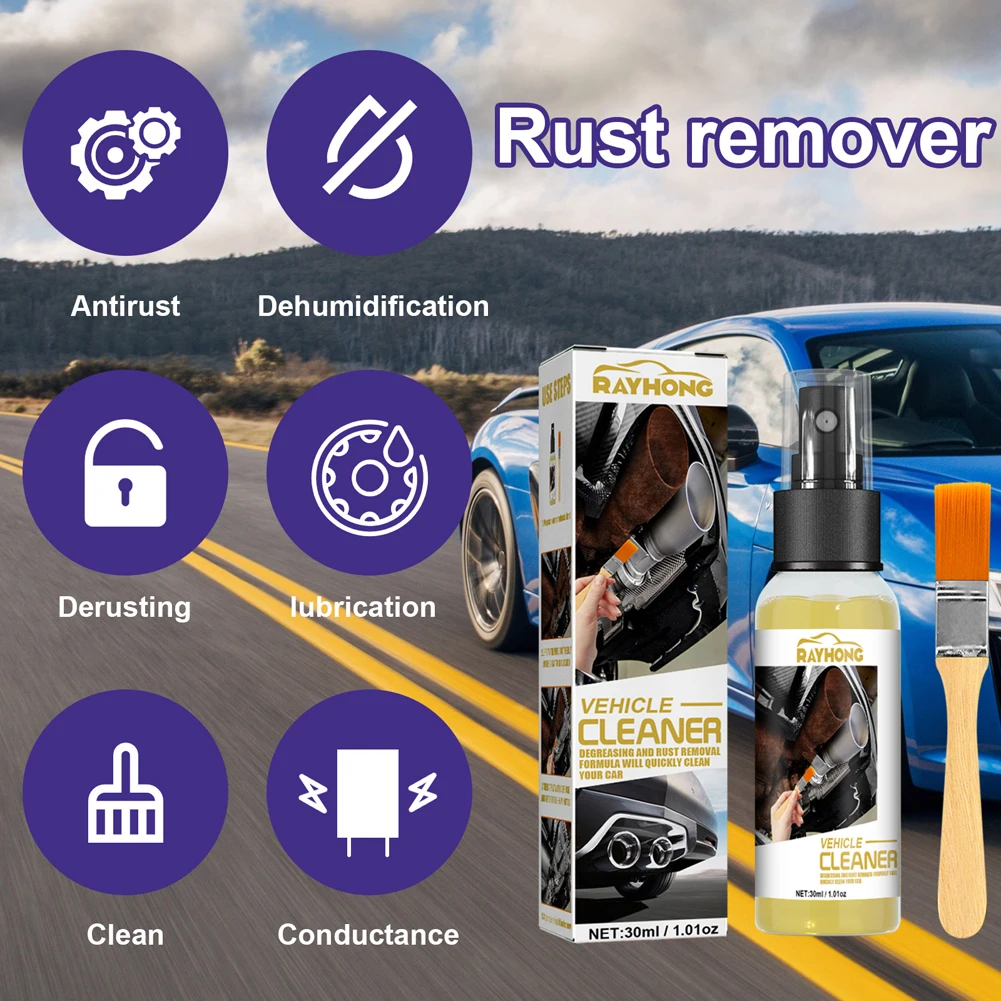 Powerful Rust Remover Spray 30ml Car Rust Removal Spray Car Chassis Converter Super Remover Cleaner