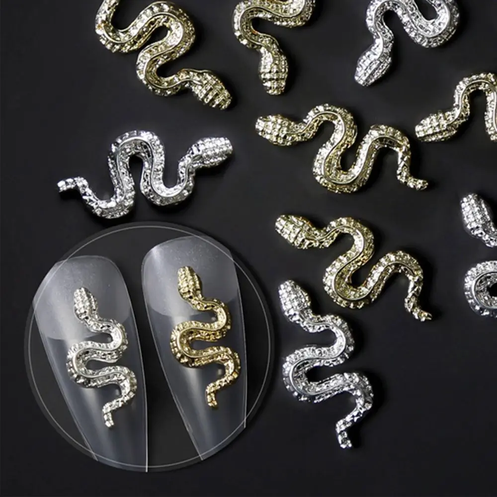 

10pcs Snake Nail Art Jewelry Retro Exquisite Alloy Snake Jewelry Three-dimensional Metal Nail Decoration