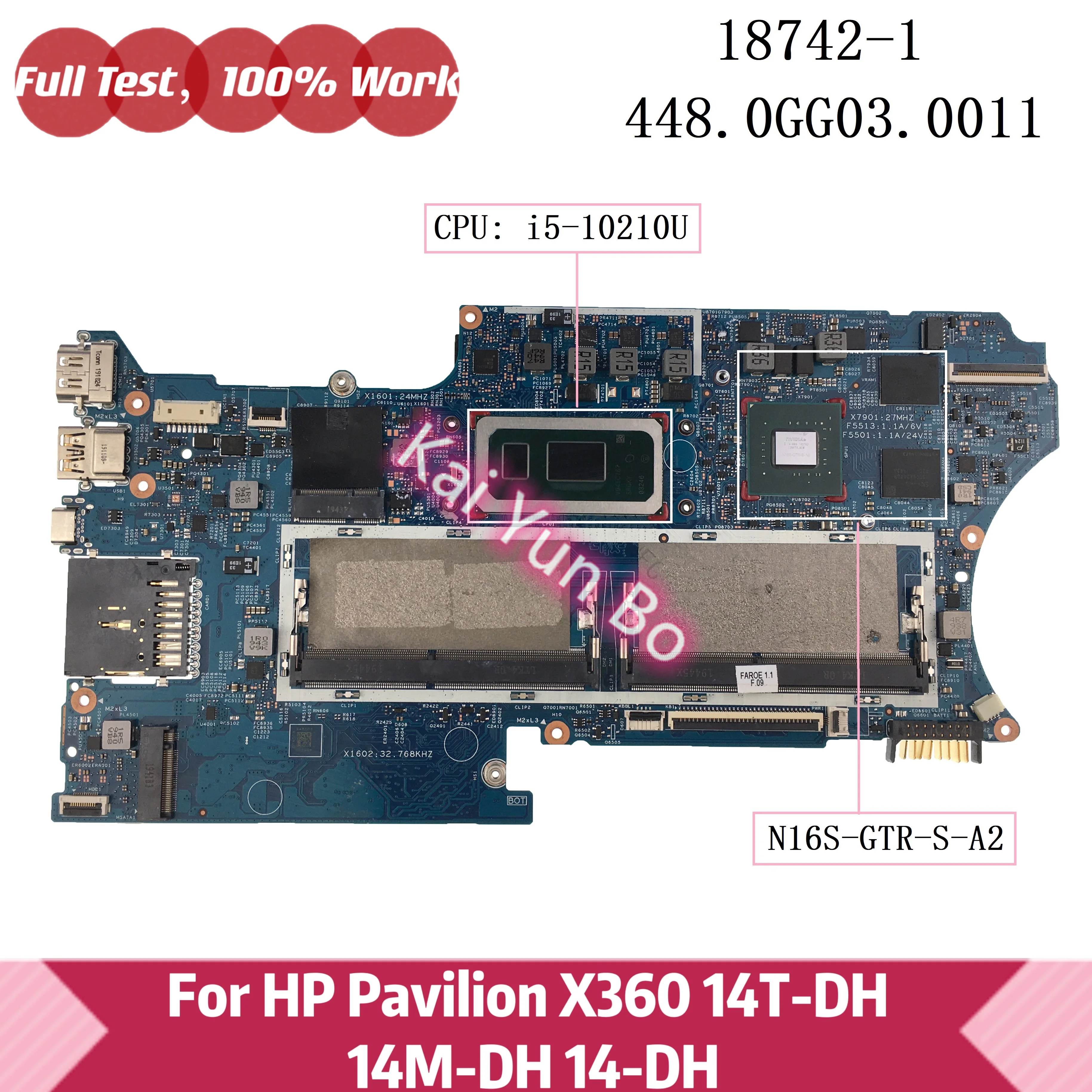 

L67767-601 For HP Pavilion X360 14-DH 14T-DH 14M-DH 14M-DH0001DX 14m-dh0003dx Laptop Motherboard With i5-10210U CPU 18742-1