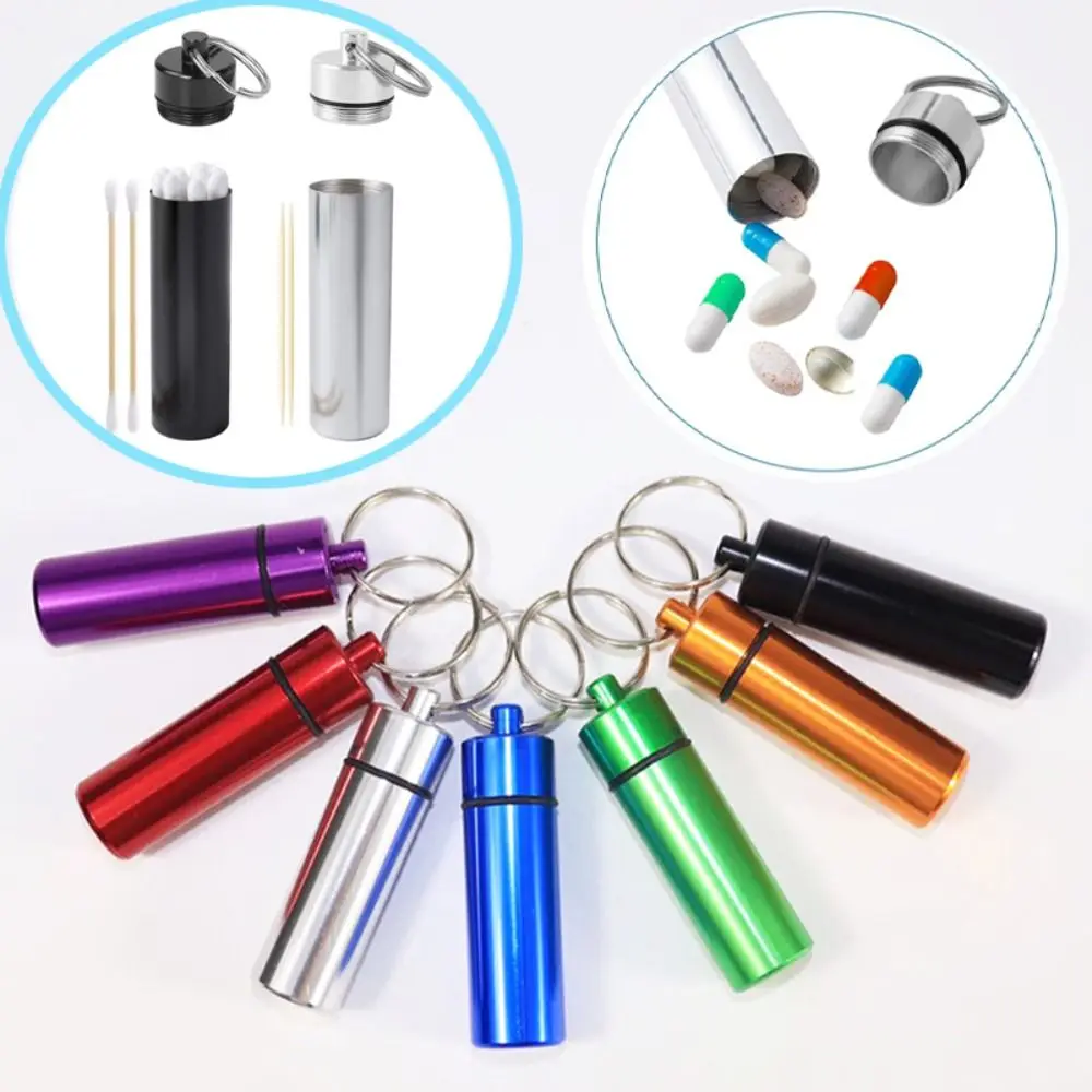 New Metal Toothpick Holders Aluminum Portable Tips Pill Containers Seal Up Keychain Pocket Containers Home