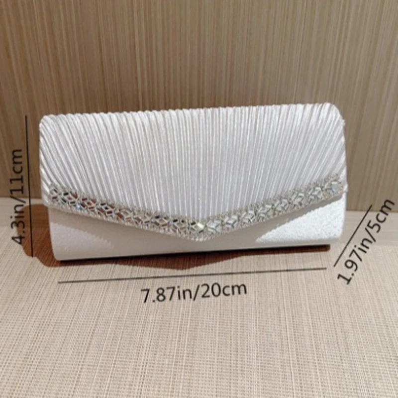 Women Evening Clutch Bags Elegant Luxury Female Silver/Black/White Clutch Wedding Purse Party Handbag Ladies Chain Shoulder Bags - 6
