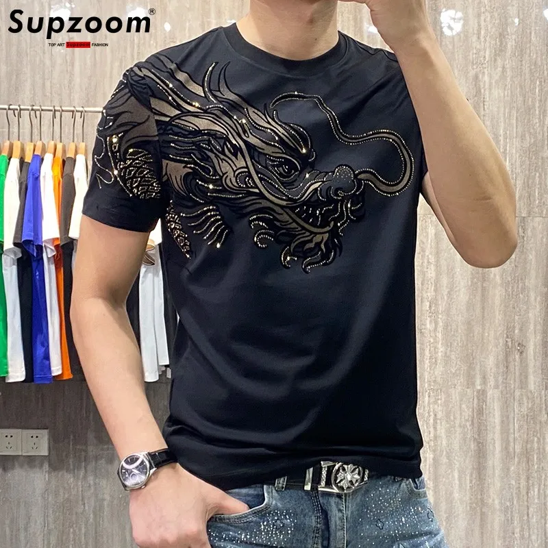 

Supzoom New Arrival Summer Top Fashion Printed Neutral Short O-neck Casual Hip Hop Heavy Texture Cotton Ins Loose Men Tshirt