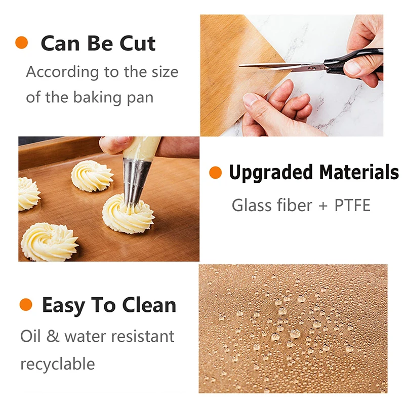 1/5/10 Pcs Baking Mat Sheet 40*60cm or 30*40cm Reusable Non-Stick Oil-Proof Baking Paper Heat-Resistant Oven Liner Sheet BBQ Pad