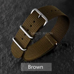 Durable Ribbed Nylon Watch Band - Comfortable & Washable Military - Style Strap for Men (Brown)