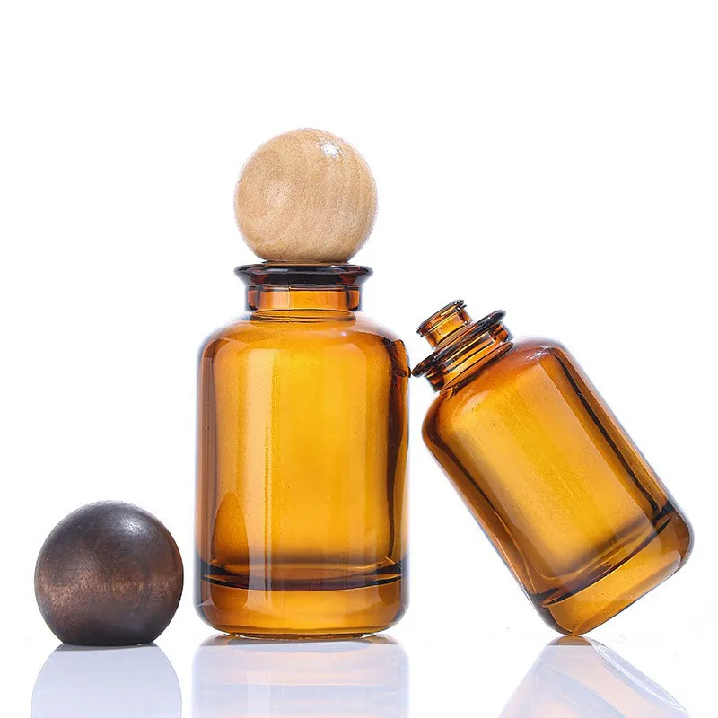 10pcs 30ml 50ml 100ml Brown Glass Perfume Spray Bottles with Wooden Cap | Empty Atomize... - SKU GPSB2054 - UGI Packaging