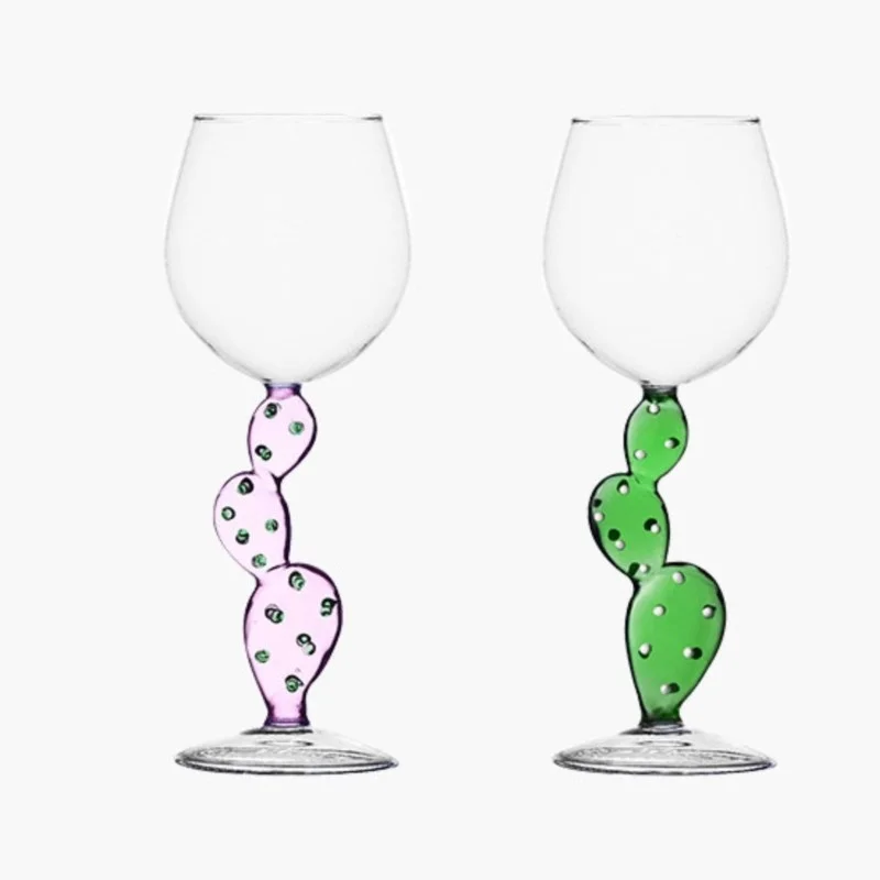 Glass Drinkware Italian Design Crystal Cactus Glass Handmade Red Wine Tumbler Wedding Gifts Champagne Cocktail Bordeaux Cup