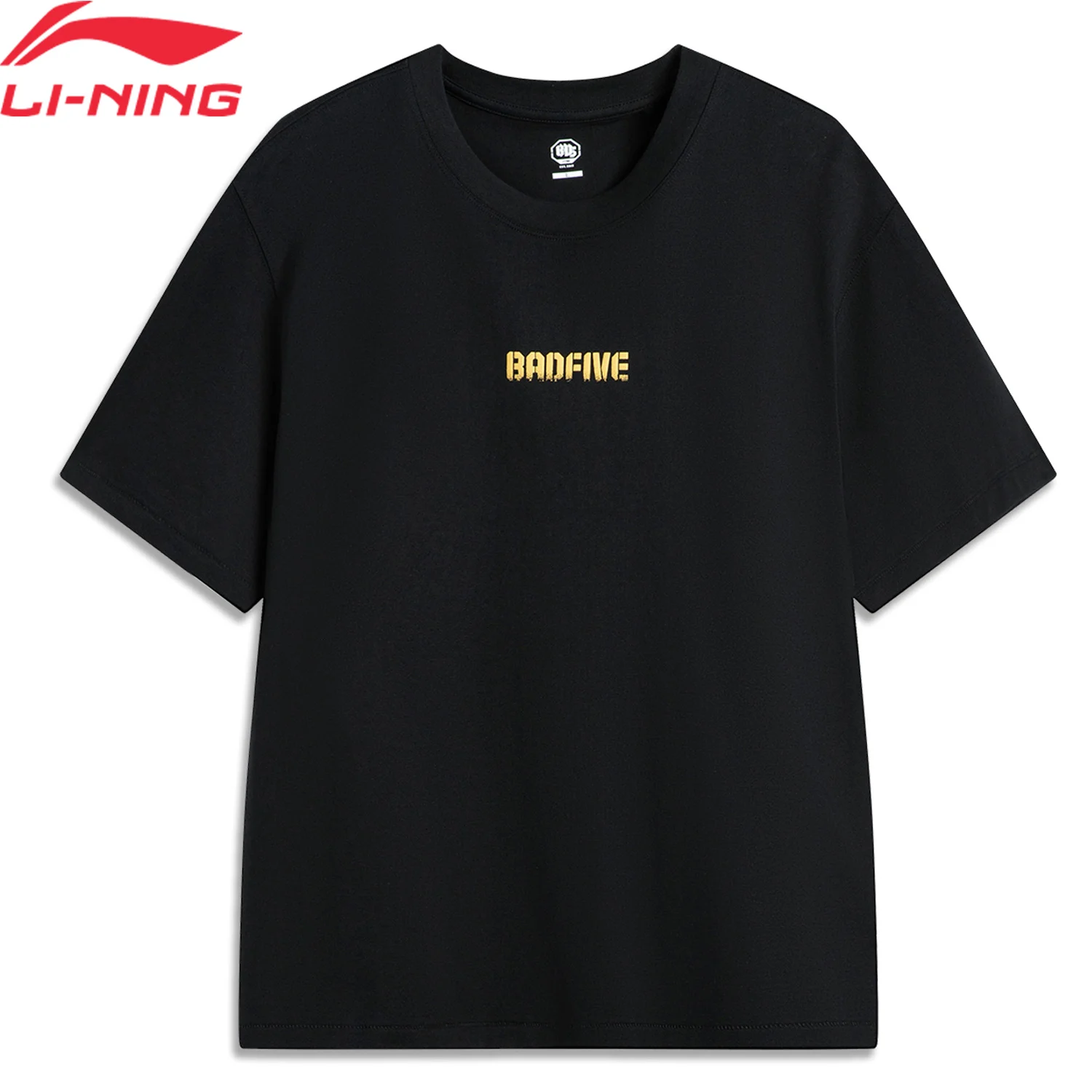 Li-Ning Men BADFIVE T-shirt Cotton Loose Fit Comfortable LiNing Casual Short Sleeve Basketball Culture Tee Tops AHSV027 men sport tees