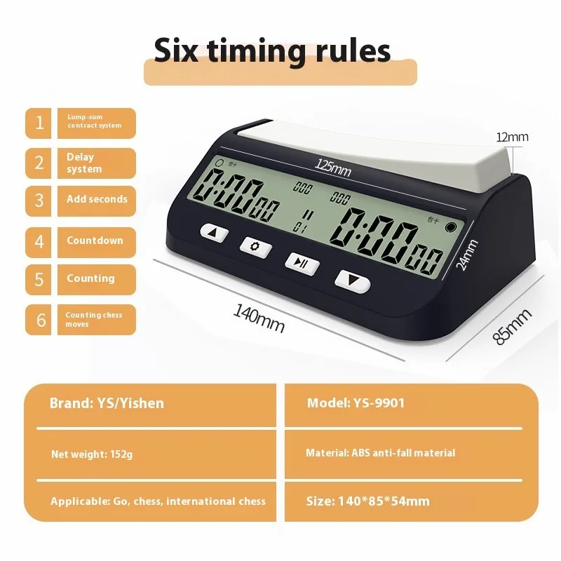Chess Clock Multipurpose Portable Game Timer with Basic Bonus Delay and Positive Time Professional Advanced Chess Digital Timer chess timer