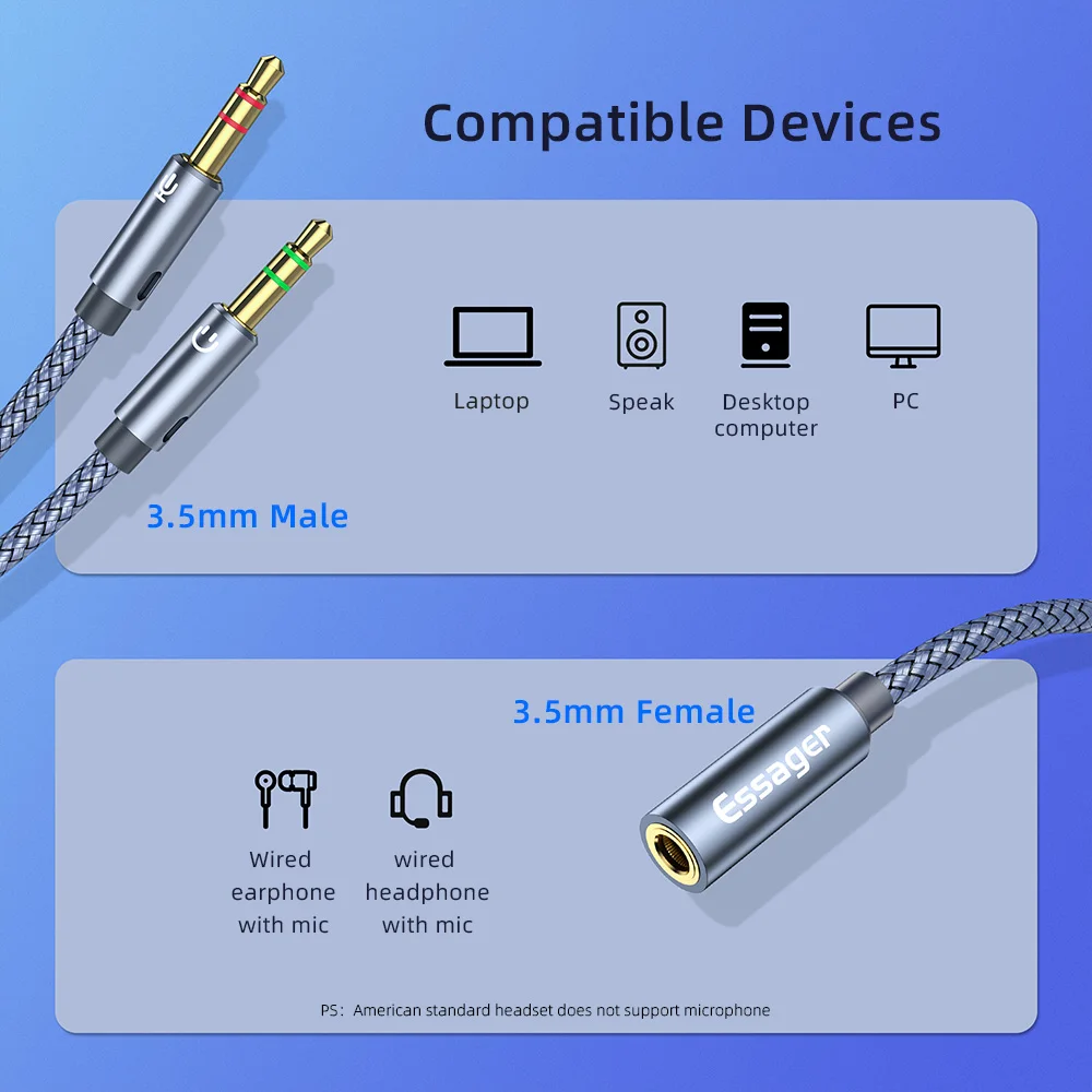 ESSAGER Aux ̺   й 3.5mm -2 3.5mm   Aux ̺ (ǻ Ŀ ) ũ Y й-PC