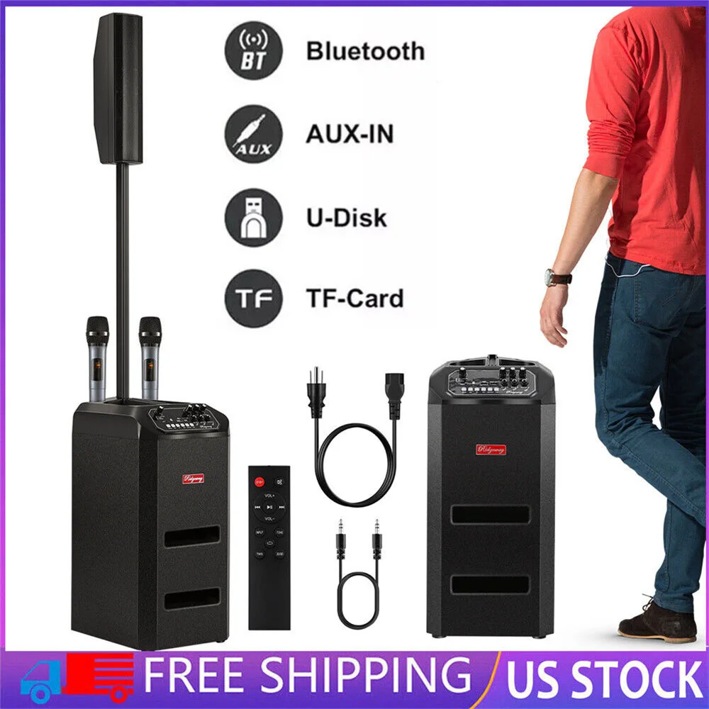 5000W Bluetooth Line Array Speaker Portable Sound System Party Dj karaoke Stage Subwoofer Speaker With 2 Mic and Remote