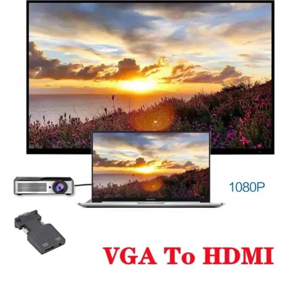 VGA to HDMI-compatible Audio Video Converter 1080P HDMI-compatible To VGA Adapte