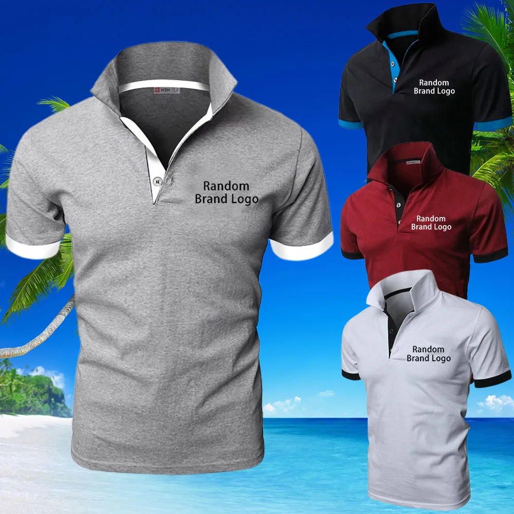 WORK Cotton Polo Shirts for Men Casual Solid Color Slim Fit Mens Polos