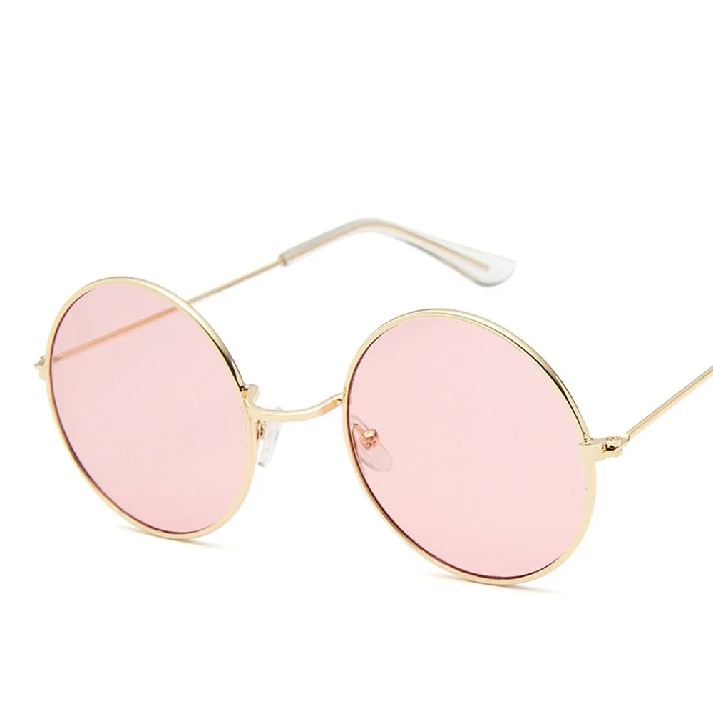 Pink Round Mirror Sunglasses - Alloy Frame Retro Designer Shades