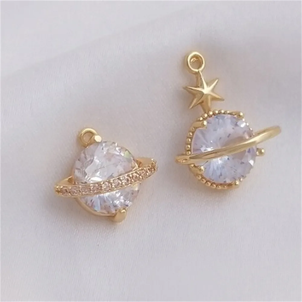 14K Gold-coated Zircon Planet Pendant Handmade Jewelry Pendant Diy Bracelet Earrings Necklace Charm Pendant K340