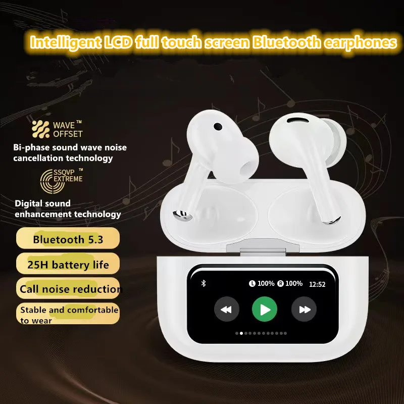 

A8Pro Color Screen Display True Wireless Bluetooth Earphones ANC Active Noise Reduction Long Range Headphones Suitable for JBL