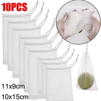 Soap Bag Portable Drawstring Bag Hangable Handmade Cleanser Soap Saver Bag Shower Foaming Mesh Household Cleaning Supplies 1