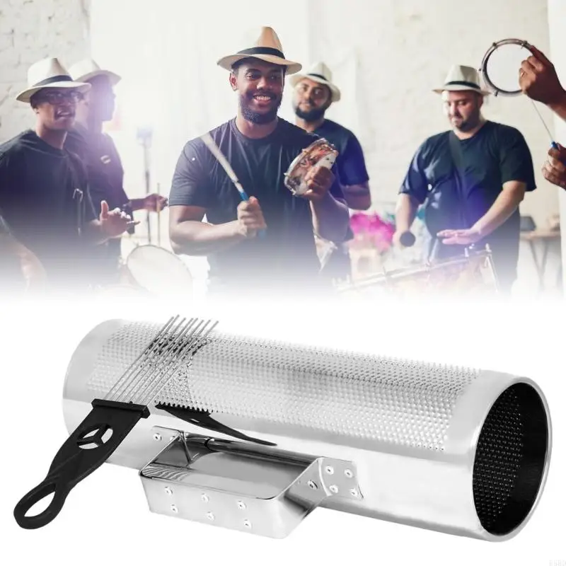 E5BD Metal Guiro Shaker with Scraper Guiro Musical Instruments for Live Performances