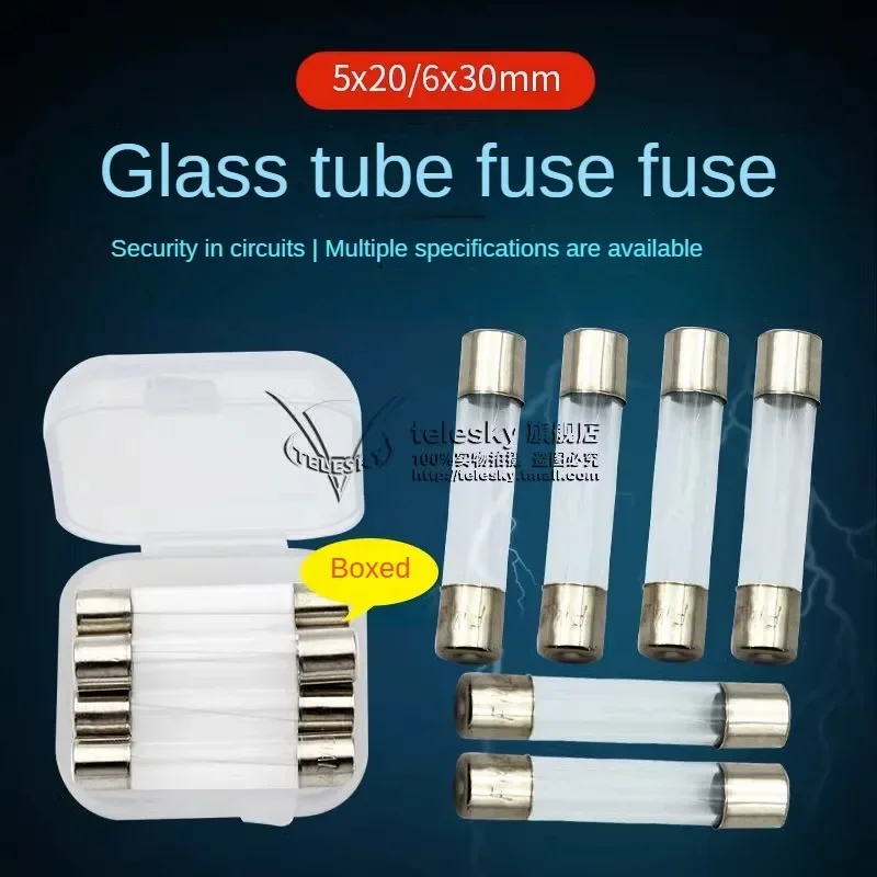 Fast Quick Blow Glass Tube Fuse 5-10PCS 5x20mm 6x30mm 250V F1A 2A 3A 5A 6A 8A 10A15A 20A Quick Blow Glass Tube Fuse Assorted Kit glass fuse kit