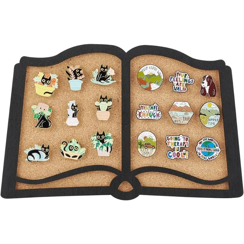 Pin Board Book Cork Board Bulletin Display 0.8inch Thick Wall Mounted Cork for Brooch Pin Storage Office Home