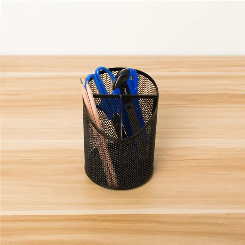 Bevel Pencil Holder Office Desk Metal Mesh Square Pen Pot Cup Case Container Organiser Durable Pencil Case Black Silver pen holder desk organizer pen and brush holder